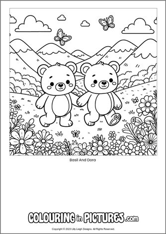 Free printable bear colouring in picture of Basil And Dora