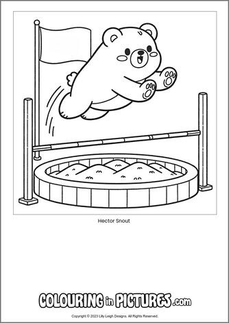 Free printable bear colouring in picture of Hector Snout