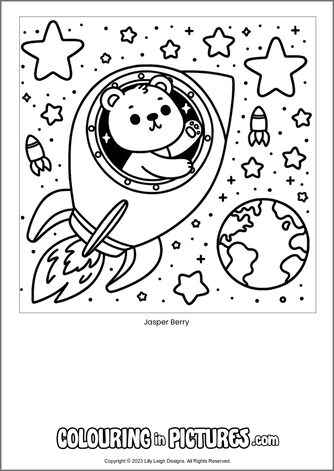 Free printable bear colouring in picture of Jasper Berry