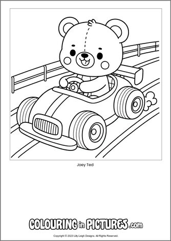 Free printable bear colouring in picture of Joey Ted