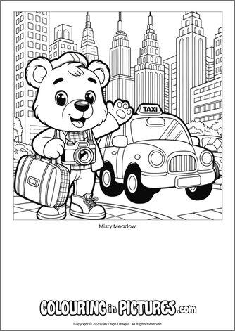 Free printable bear colouring in picture of Misty Meadow