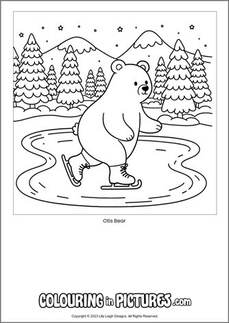 Free printable bear colouring in picture of Otis Bear