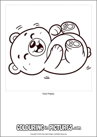 Free printable bear colouring in picture of Ozzy Poppy