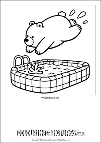 Free printable bear colouring in picture of Wilson Dewbear