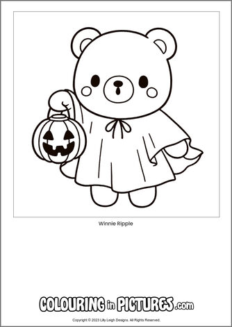 Free printable bear colouring in picture of Winnie Ripple