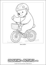 Free printable bear colouring page. Colour in Beau Muffin.