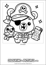 Free printable bear colouring page. Colour in Blu Maple.