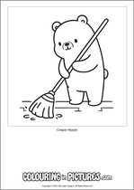 Free printable bear colouring page. Colour in Casper Ripple.