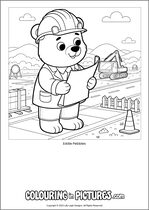 Free printable bear colouring page. Colour in Eddie Pebbles.