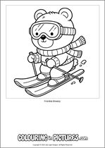 Free printable bear colouring page. Colour in Frankie Breezy.