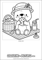 Free printable bear colouring page. Colour in Harley Cub.