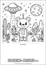 Free printable bear colouring page. Colour in Leo Whisper.