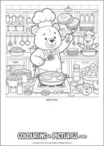 Free printable bear colouring page. Colour in Milly Paws.