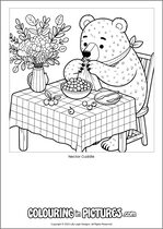 Free printable bear colouring page. Colour in Nectar Cuddle.