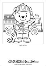 Free printable bear colouring page. Colour in Rupert Sprinkle.