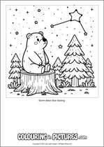 Free printable bear colouring page. Colour in Storm Bear Star Gazing.