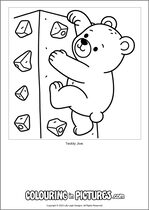 Free printable bear colouring page. Colour in Teddy Jive.