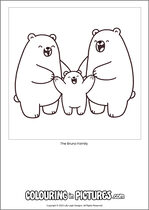 Free printable bear colouring page. Colour in The Bruno Family.