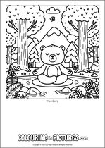 Free printable bear colouring page. Colour in Theo Berry.