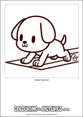 Free printable dog colouring in picture of Amber Caramel