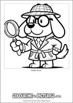 Free printable dog colouring page. Colour in Bobby Snout.