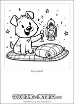 Free printable dog colouring page. Colour in Dave Marigold.