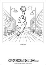 Free printable dog colouring page. Colour in Louie Chuff.