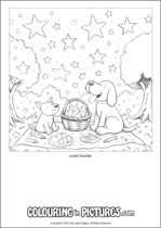 Free printable dog colouring page. Colour in Louie Doodle.