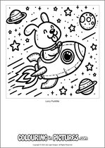 Free printable dog colouring page. Colour in Lucy Puddle.