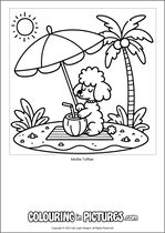 Free printable dog colouring page. Colour in Mollie Toffee.