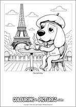 Free printable dog colouring page. Colour in Obi Sprinkle.