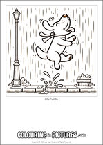 Free printable dog colouring page. Colour in Ollie Puddle.