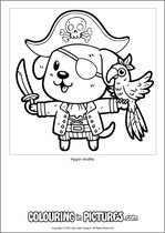 Free printable dog colouring page. Colour in Pippin Waffle.