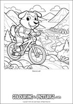 Free printable dog colouring page. Colour in Rocco Lull.