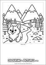 Free printable dog colouring page. Colour in Theo Jive.