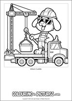 Free printable dog colouring page. Colour in Wilson Cuddle.