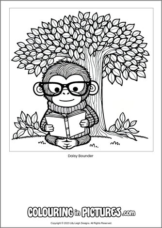 Free printable monkey colouring in picture of Daisy Bounder