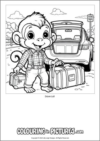 Free printable monkey colouring in picture of Dave Lull