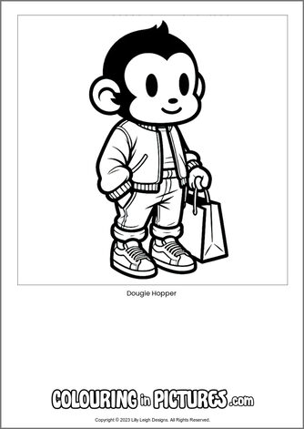 Free printable monkey colouring in picture of Dougie Hopper
