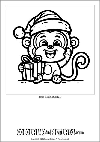 Free printable monkey colouring in picture of Josie Rumbletumble