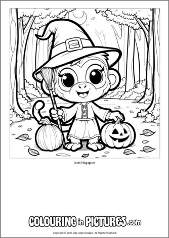 Free printable monkey colouring in picture of Lexi Hopper