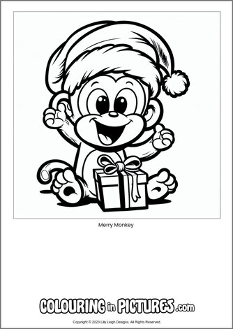 Free printable monkey colouring in picture of Merry Monkey