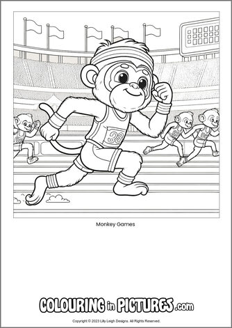Free printable monkey colouring in picture of Monkey Games