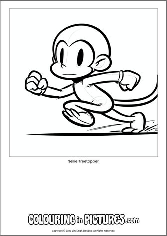 Free printable monkey colouring in picture of Nellie Treetopper