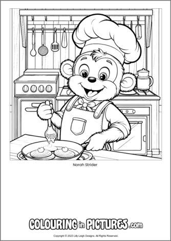 Free printable monkey colouring in picture of Norah Strider