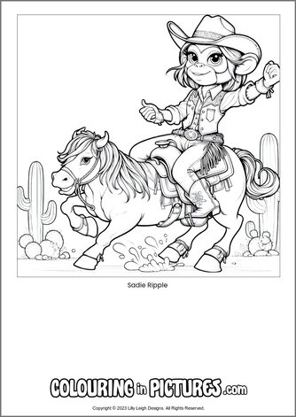 Free printable monkey colouring in picture of Sadie Ripple
