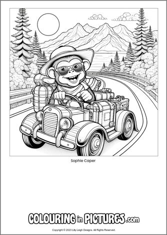 Free printable monkey colouring in picture of Sophie Caper