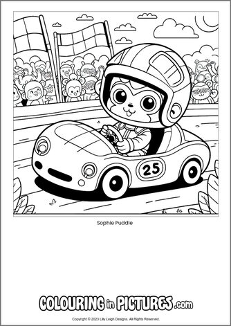 Free printable monkey colouring in picture of Sophie Puddle