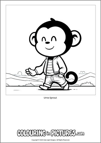 Free printable monkey colouring in picture of Uma Sprout