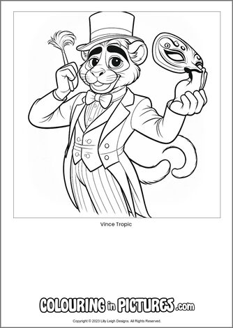 Free printable monkey colouring in picture of Vince Tropic